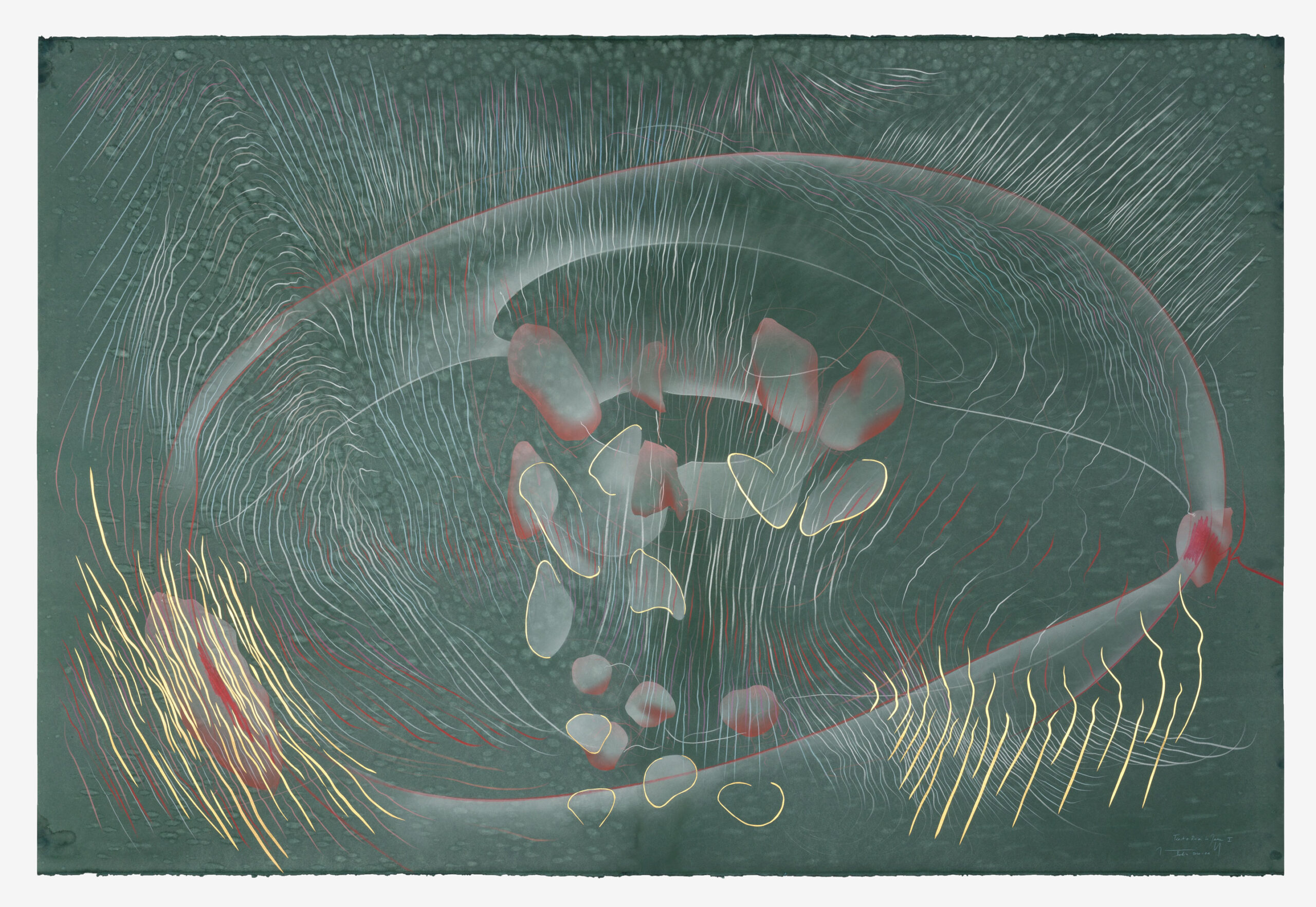 WV 2021-033 Trust + Rain in June I Jorinde Voigt Berlin 2020-21 141 x 209 cm gold leaf, pastels, oil chalks, india ink on paper unique work signed