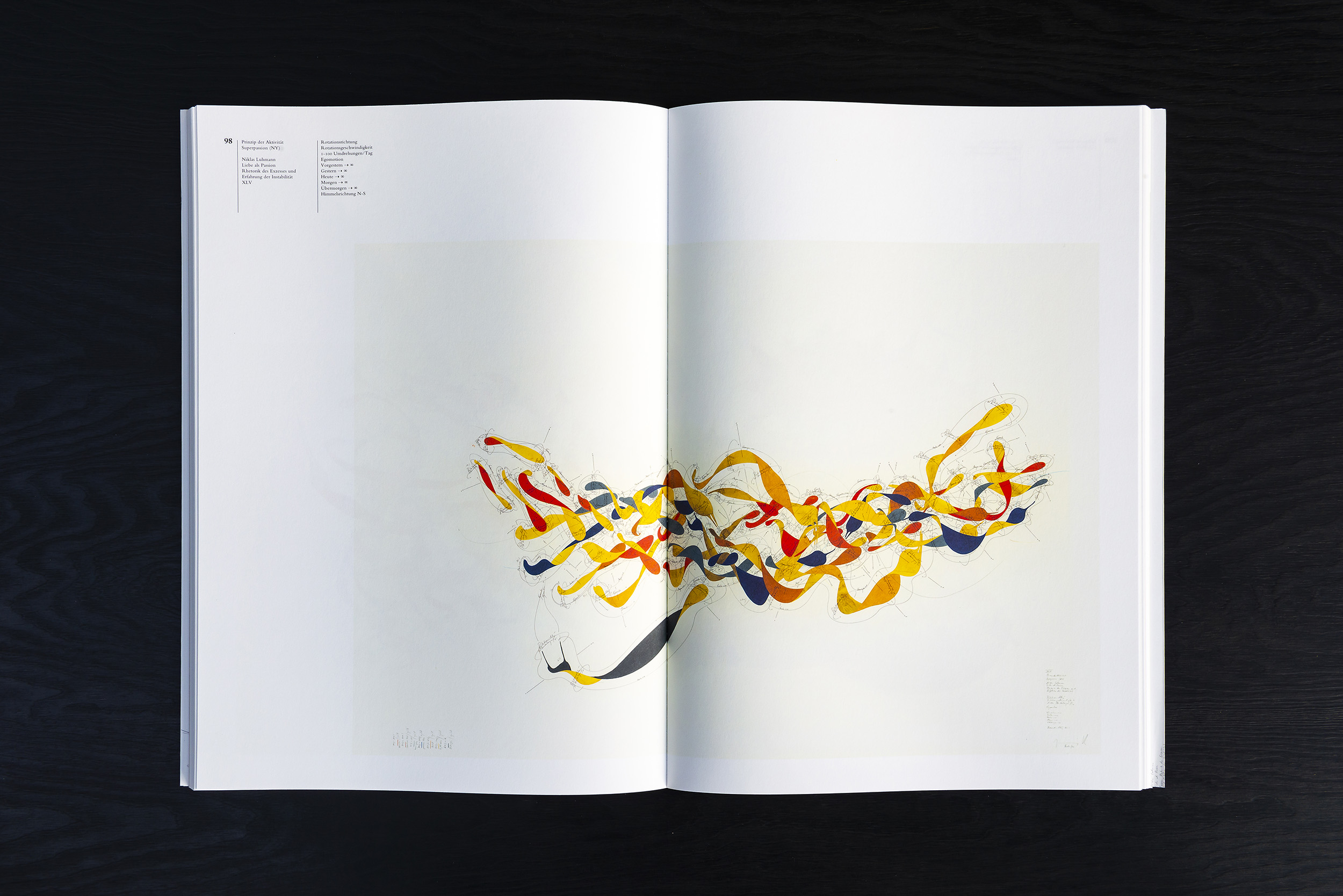 2014 Jorinde Voigt – Codification of Intimacy, Works on Niklas Luhmann, Liebe als Passion, Catalog on the occasion of the same entitled exhibition at David Nolan Gallery, New York, Editor: David Nolan, Text: Lisa Sintermann, Jorinde Voigt, Language: English, German, total pages: 184, Publishing: Revolver Publishing, ISBN 978-3-95763-100-8, Price: €55,00. inside 1