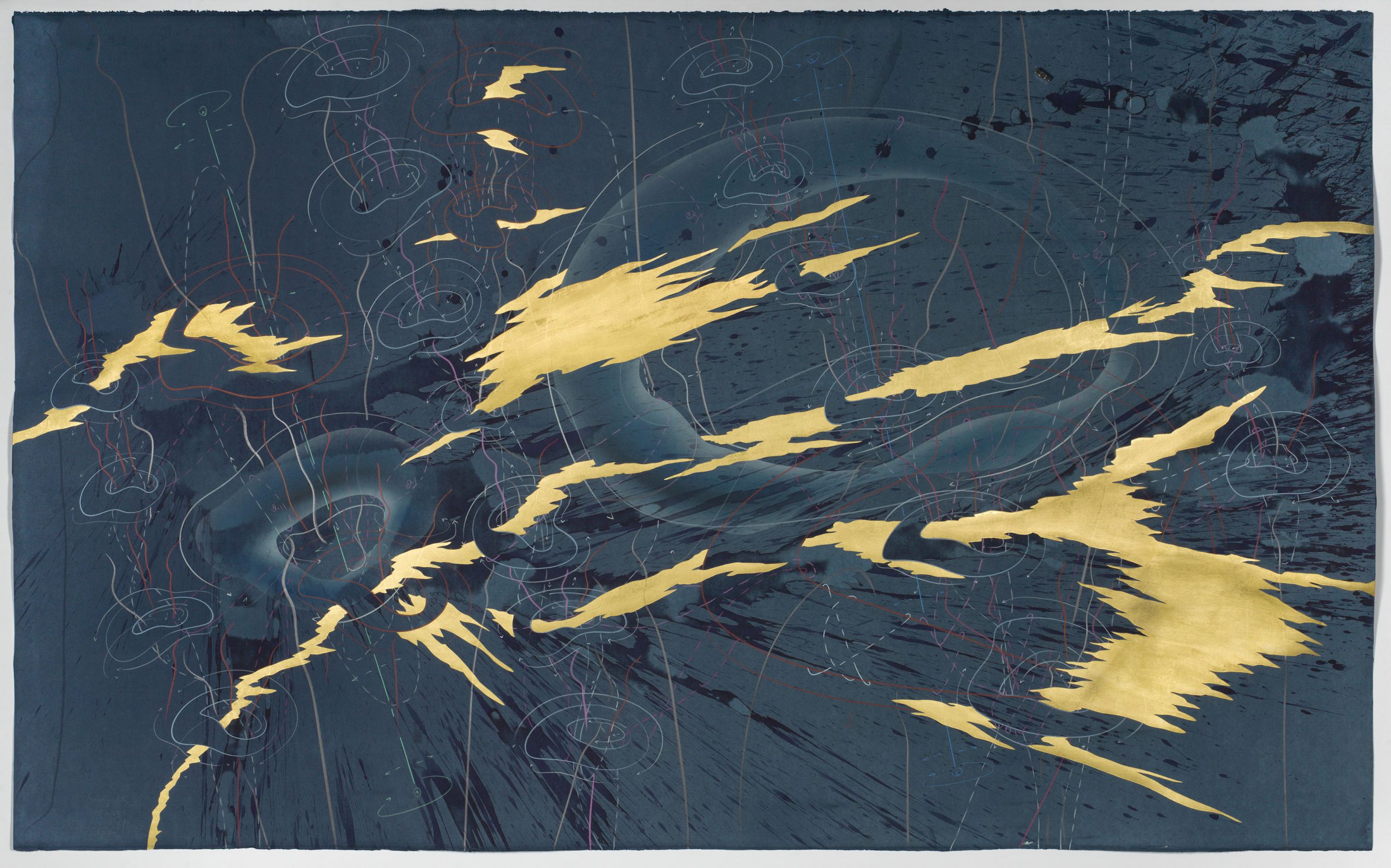 WV 2018-119 Immersive Integral IV (Predawn) Jorinde Voigt Berlin 2018 141 x 228 cm India ink, gold leaf, pastel, oil chalks, graphite on paper unique work signed