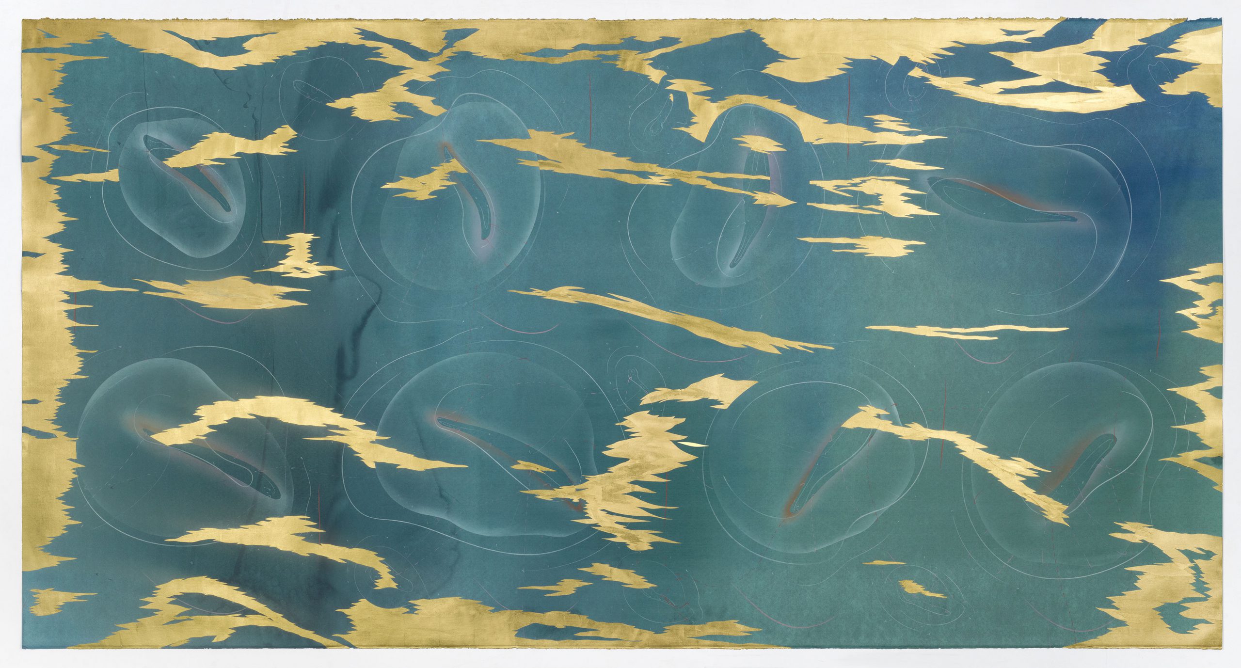 WV 2018-130 Immersive Integral Summer V Jorinde Voigt Berlin 2018 141 x 269 cm Tusche, Blattgold, Pastell, Ölkreide, Graphit auf Papier Unikat Signiert