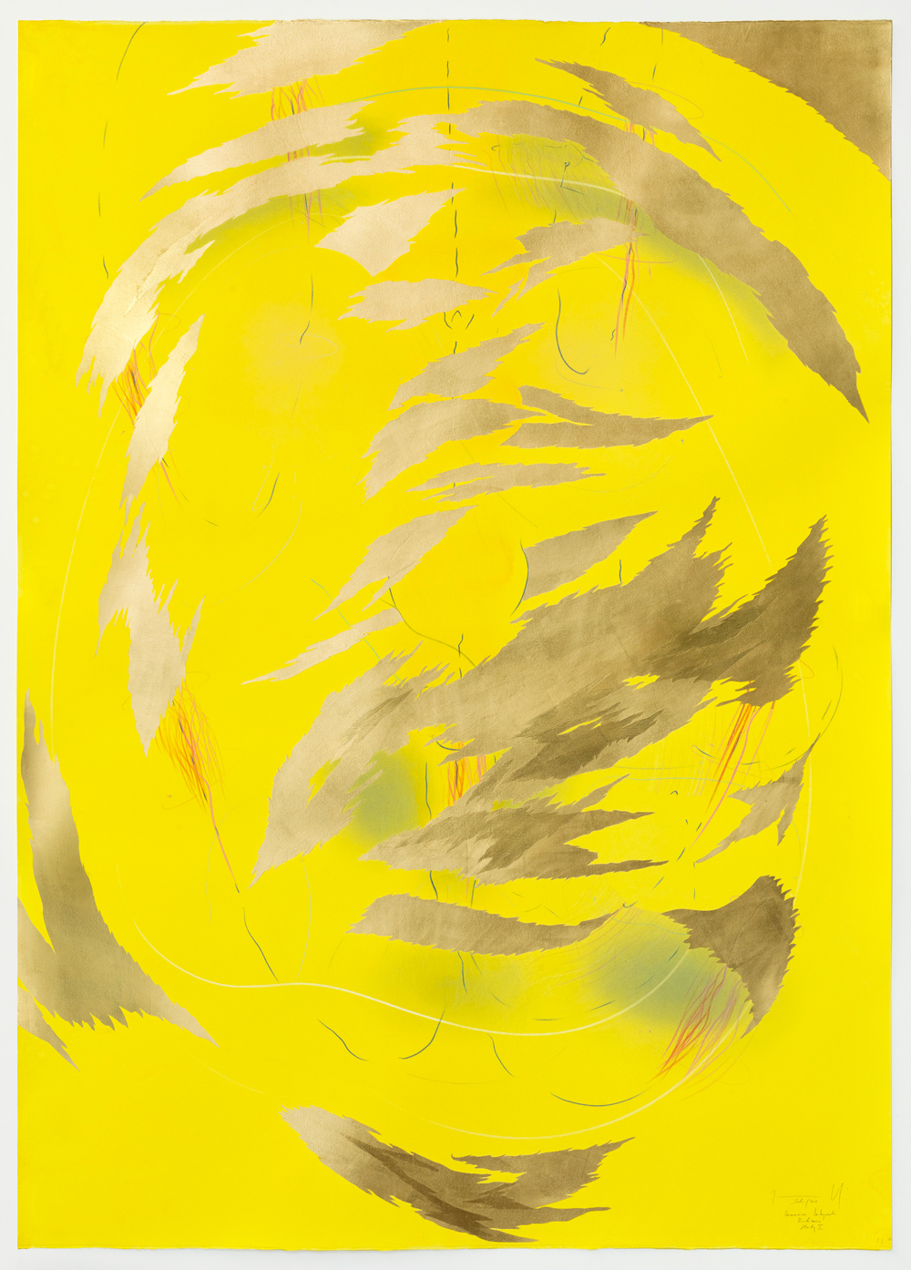 WV 2018-165 Immersive Integral Radiance Study I Jorinde Voigt Berlin 2018 139,5 x 99,5 cm Tusche, Blattgold, Pastell, Ölkreide, Graphit auf Papier Unikat Signiert