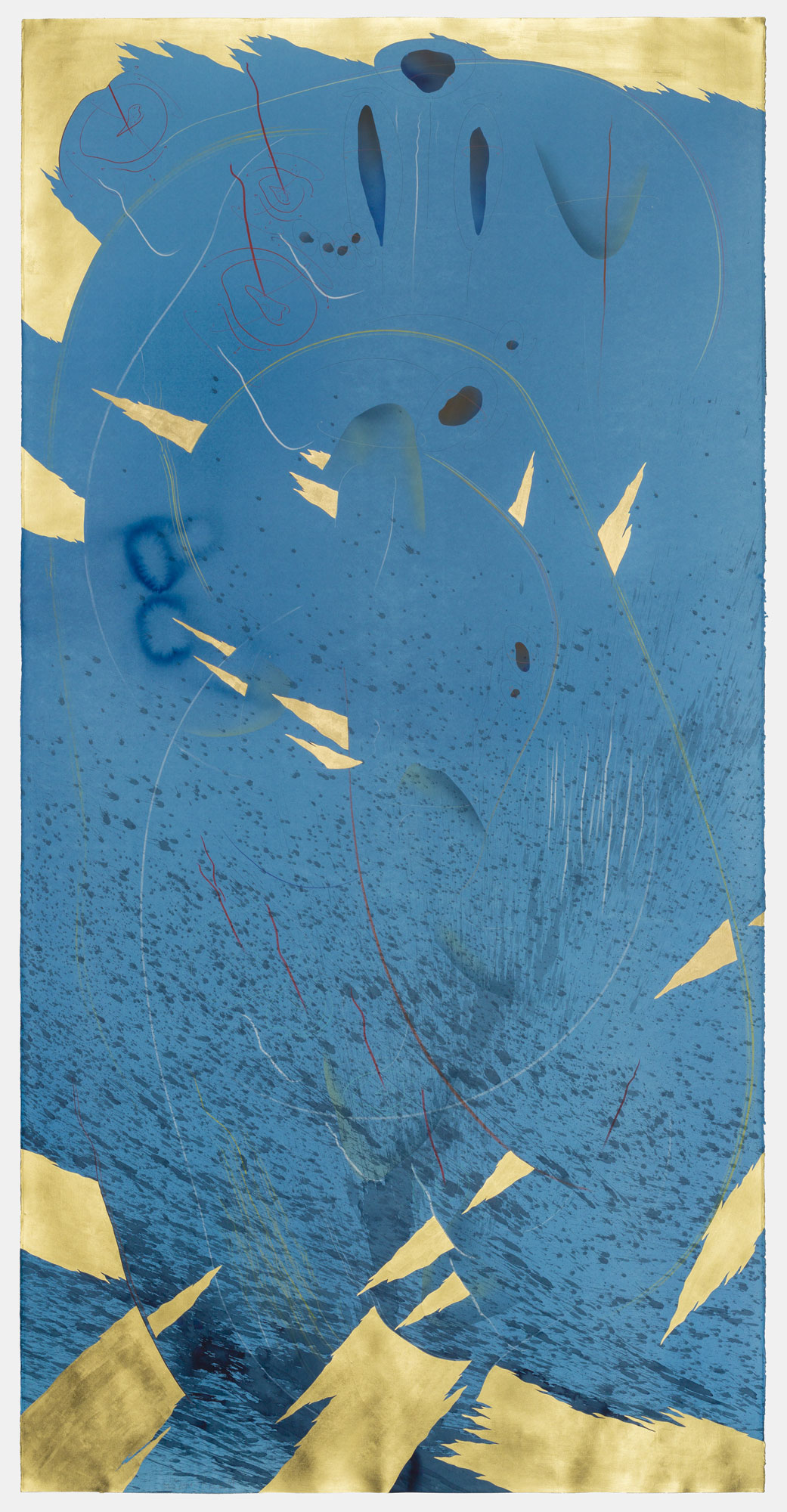 WV 2019-019 Immersive Integral Universal Splash I Jorinde Voigt Berlin 2019 278,6 x 140,5 cm India ink, gold leaf, pastel, oil chalks, graphite on paper, Unique Signed