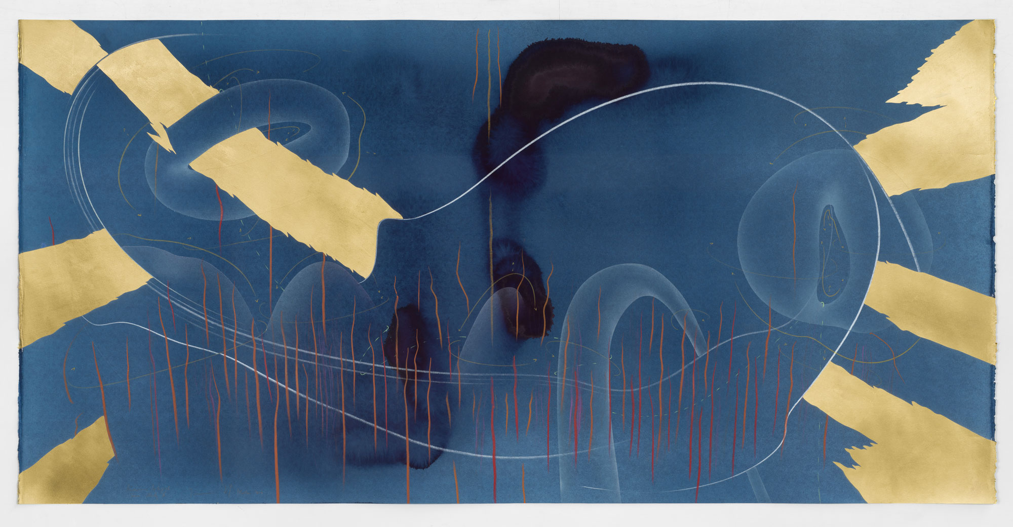 WV 2019-036 Immersive Integral Turn Study II Jorinde Voigt Berlin 2019 69,8 x 140,7 cm India ink, gold leaf, pastel, oil chalks, graphite on paper unique work signed