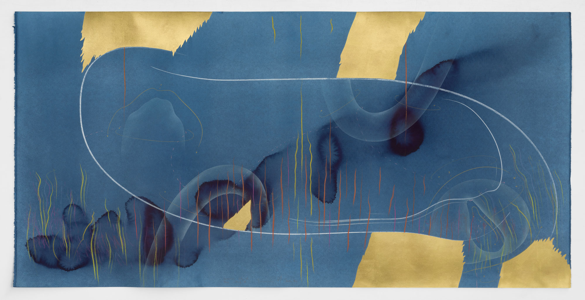 WV 2019-038 Immersive Integral Turn Study IV Jorinde Voigt Berlin 2019 69,8 x 140,7 cm India ink, gold leaf, pastel, oil chalks, graphite on paper unique work signed