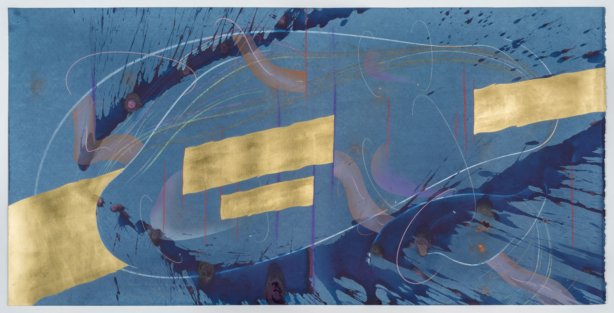 WV 2019-091 Immersive Integral The real extent Study III Jorinde Voigt Berlin 2019 69,7 x 139,7 cm India ink, gold leaf, pastel, oil chalks, graphite on paper unique work signed