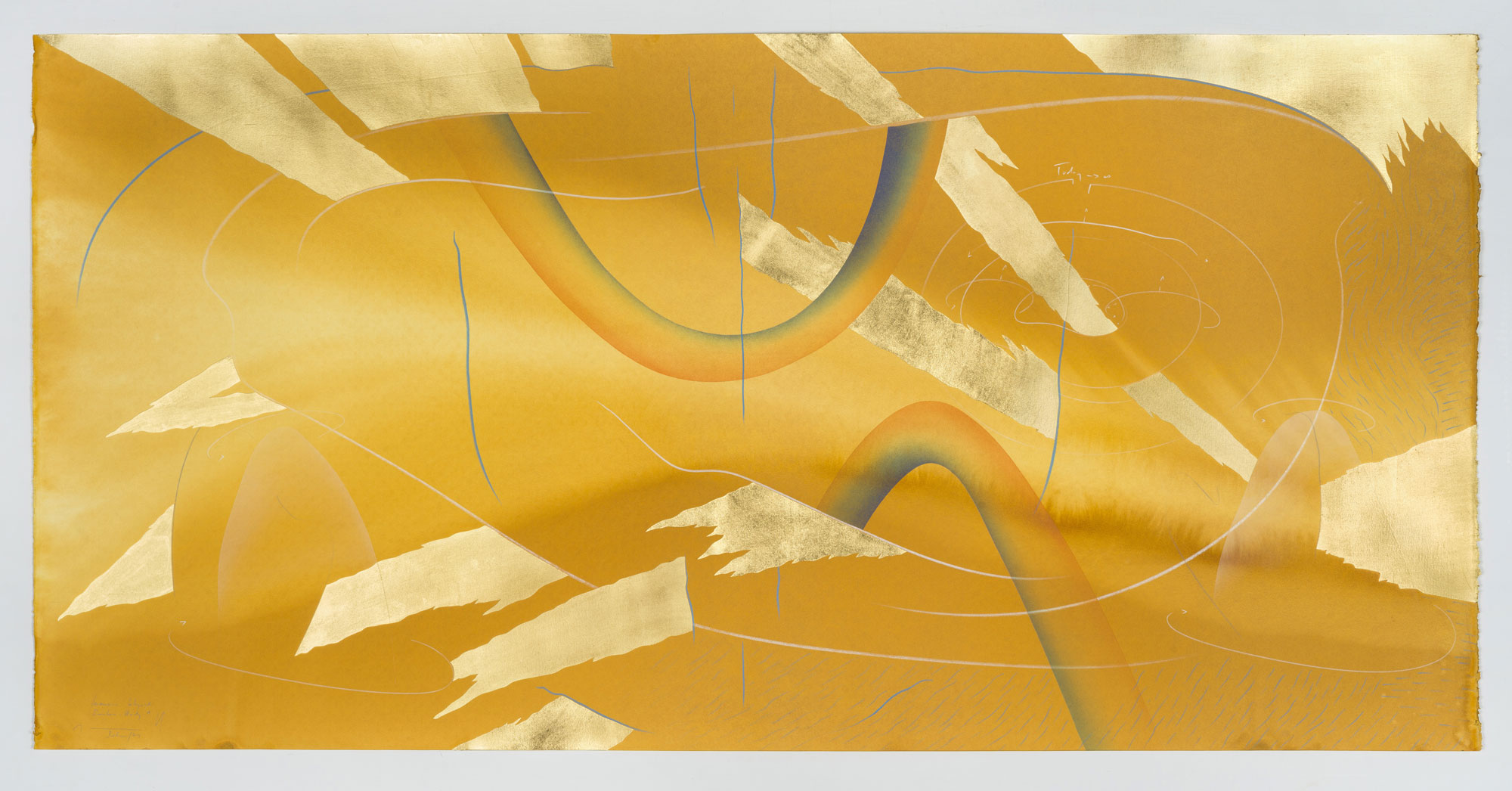 Immersive Integral Rainbow Study 1 Jorinde Voigt Berlin 2019 69,7 x 140,7 cm India ink, gold leaf, pastel, oil chalks, graphite on paper unique work signed