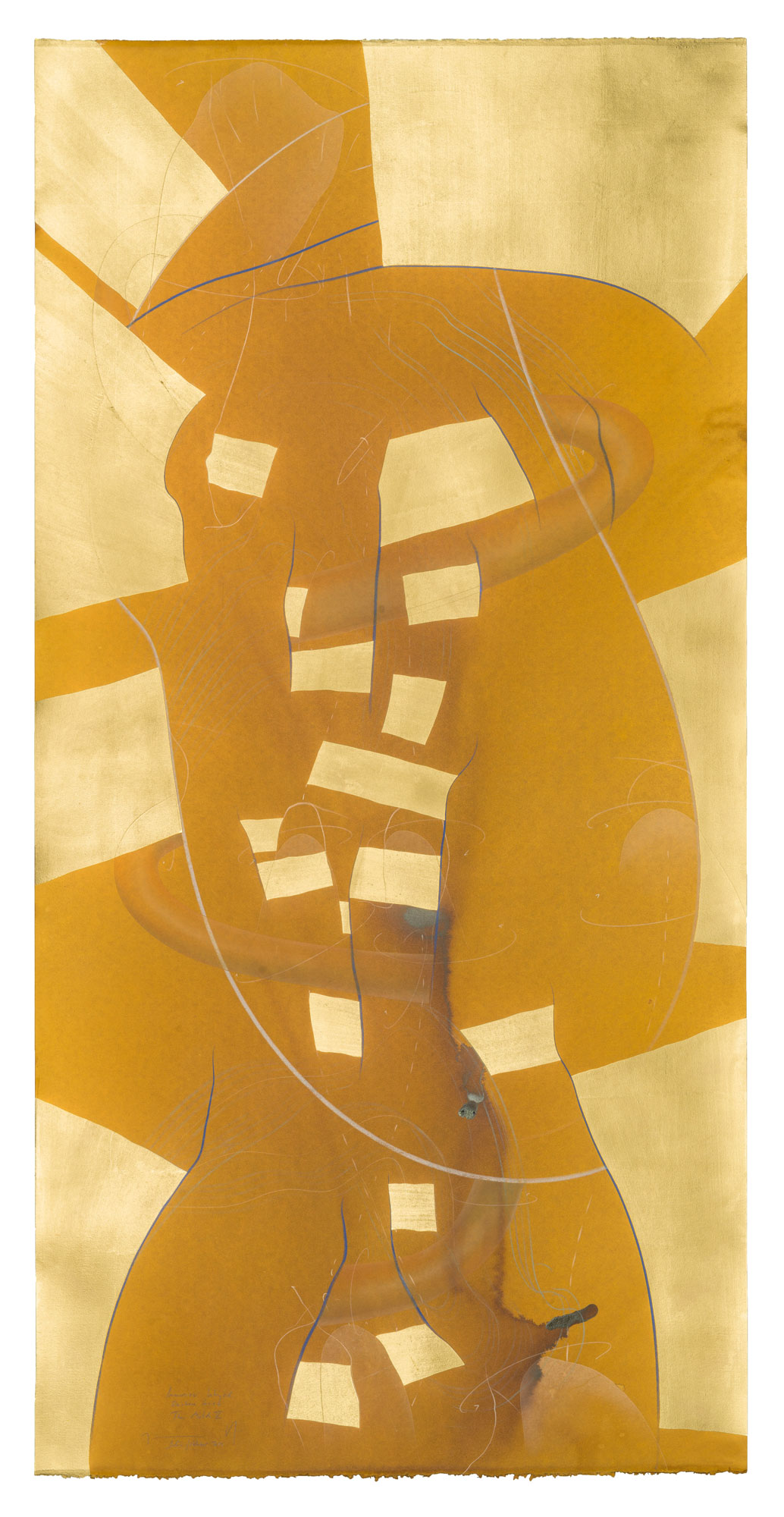 WV 2019-110 Immersive Integral Rainbow Series The Match V Jorinde Voigt Berlin October 2019 140,9 x 69,8 cm India ink, gold leaf, pastel, oil chalks, graphite on paper unique work signed