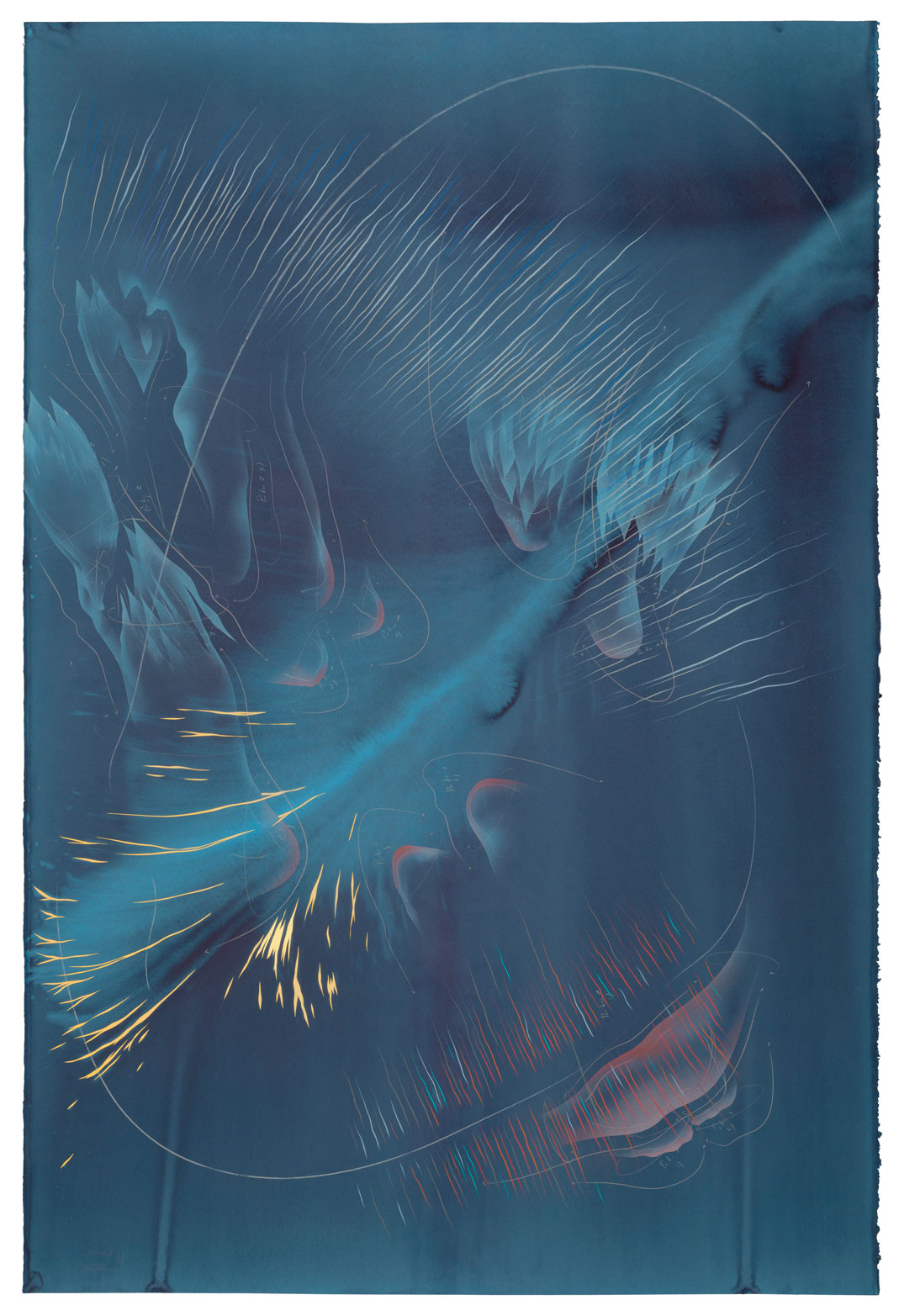 Potential V Jorinde Voigt Berlin Februar 2020 209,5 x 140,6 cm India Ink, gold leaf, pastel, oil chalks, graphite on paper unique work signed