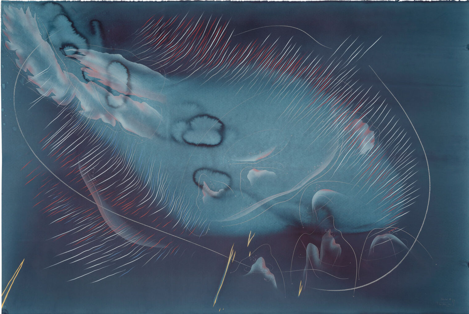 Potential VI Jorinde Voigt Berlin February 2020 139,9 x 209,4 cm India Ink, gold leaf, pastel, oil chalks, graphite on paper unique work signed